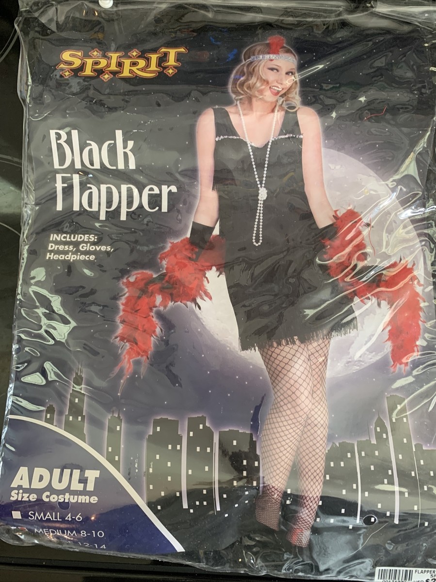 Spirit Halloween Flapper Costume With Sleeves Adult Black Beaded Flapper  Dress, Medium Spirit Halloween