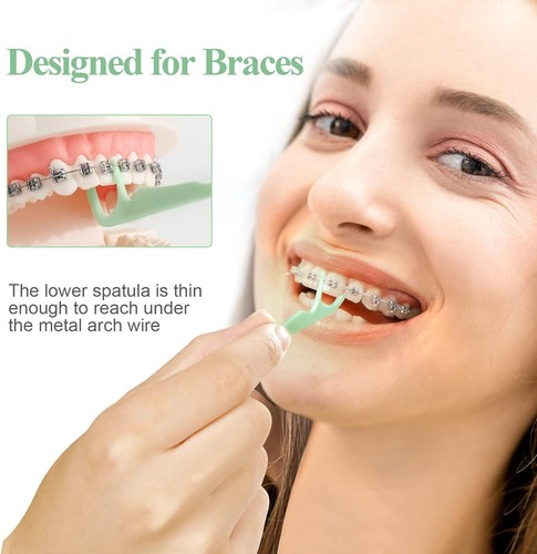 150 Count Orthodontic Flossers For Braces With Floss Dispenser, Braces Flossers  - Picture 3 of 8