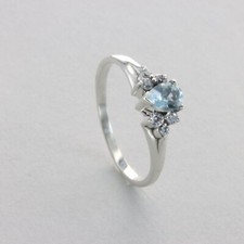 Drop BLUE TOPAZ Ring with 6 CZs Multiple Sizes 925 STERLING SILVER Natural 1e