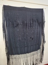 Fantastic vintage Chinese piano fringes shawl silk scarf embroidery needlework