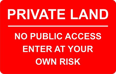 "Private Land – No Public Right Of Way" Safety Sign – 200mm X 135mm, Green & White, Made From Durable Correx Plastic