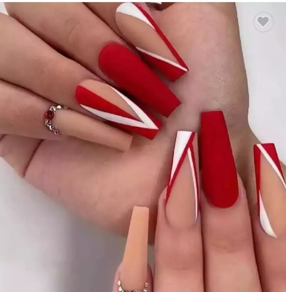 Red coffin shaped nails outlet