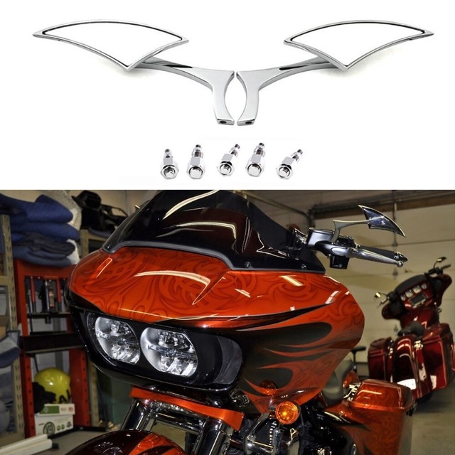 Chrome Blade Motorcycle Mirrors For Harley Davidson Road Glide Touring