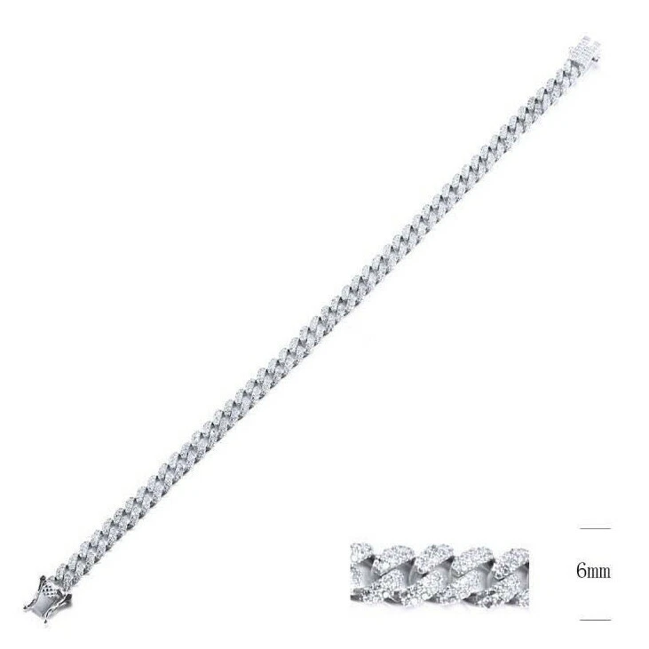 Brazalete Tenis ANTIDESLUSTRE Plata de Ley 6mm Micro Pavé Helado Miami Circonita Cubana Foto 3 de 3