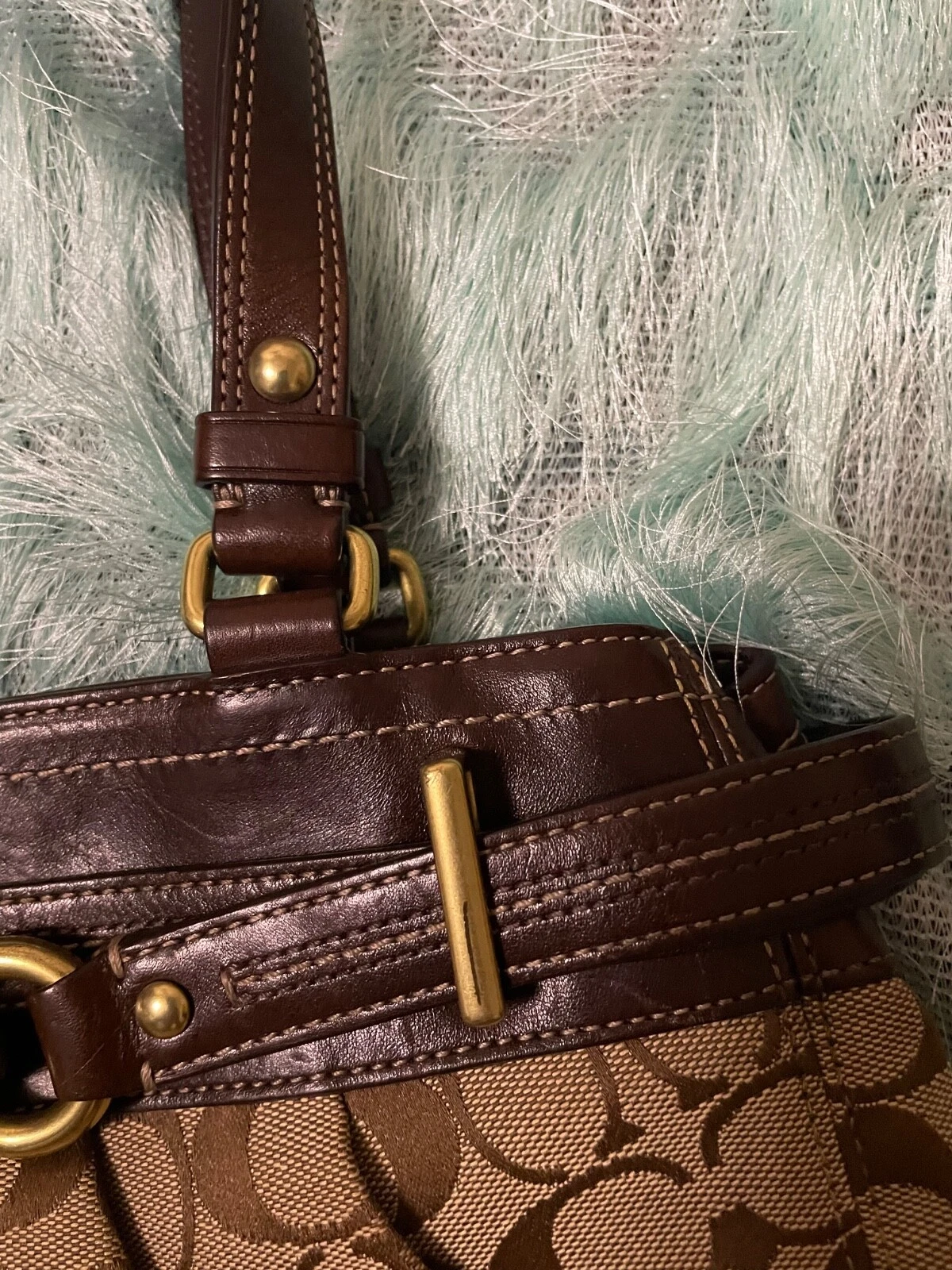 Borsa Coach firmata logo pelle marrone MedHand Bag