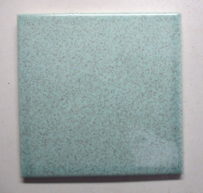 1 Wall Tile Atco USA 4-3/8'' Sq. Speckled Brown on Turquoise Ceramic 1950 Vintage
