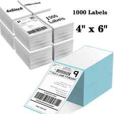 4"x6" Fanfold Direct Thermal Shipping Labels Zebra & Rollo Printers 1000/Stack 