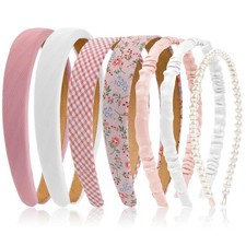 Hazms 7 Pcs Headbands for Women Non Slip Headband 7 Count Pack of 1 , Pink