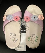 Disney Disneyland Frozen Anna Elsa Sandals Child Size 13/1 Flowers Purple Pink