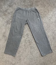 Nike Sweatpants Men's Size XL Gray Fleece Open Hem Drawstring Snap Pockets