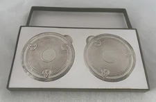 2 Christofle Celtic Knot Coasters Original Box Silver Plated 3 3/4 in. Diameter