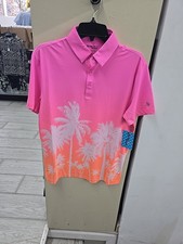 Birdie Bound Men's  Big Men's Novelty Print Golf Polo palm tree 3xl