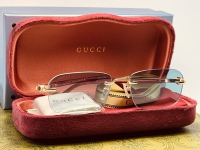 Gucci Rectangular GG1221S 003 Gold Metal Frame with Light Green