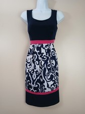 En Focus Studio Cocktail Party Dress Women's Size 6 Geometric Black White
