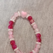 Perlen Stretcharmband Glas/Kunststoff Rosa/Ro...