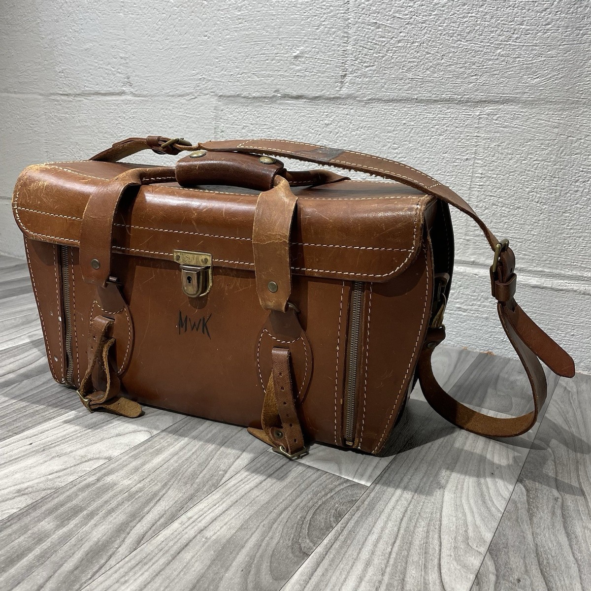 VTG 50s / 60s Perrin THOR III Brown Leather Pro Camera Bag 16 x 7