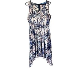 Simply Vera Vera Wang Blue Purple and White High Low Dress - Size: Medium