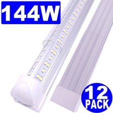 12-25Pc Integrated LED Tube 8FT Double Row LED Shop Light Fixture 18000LM 6500K