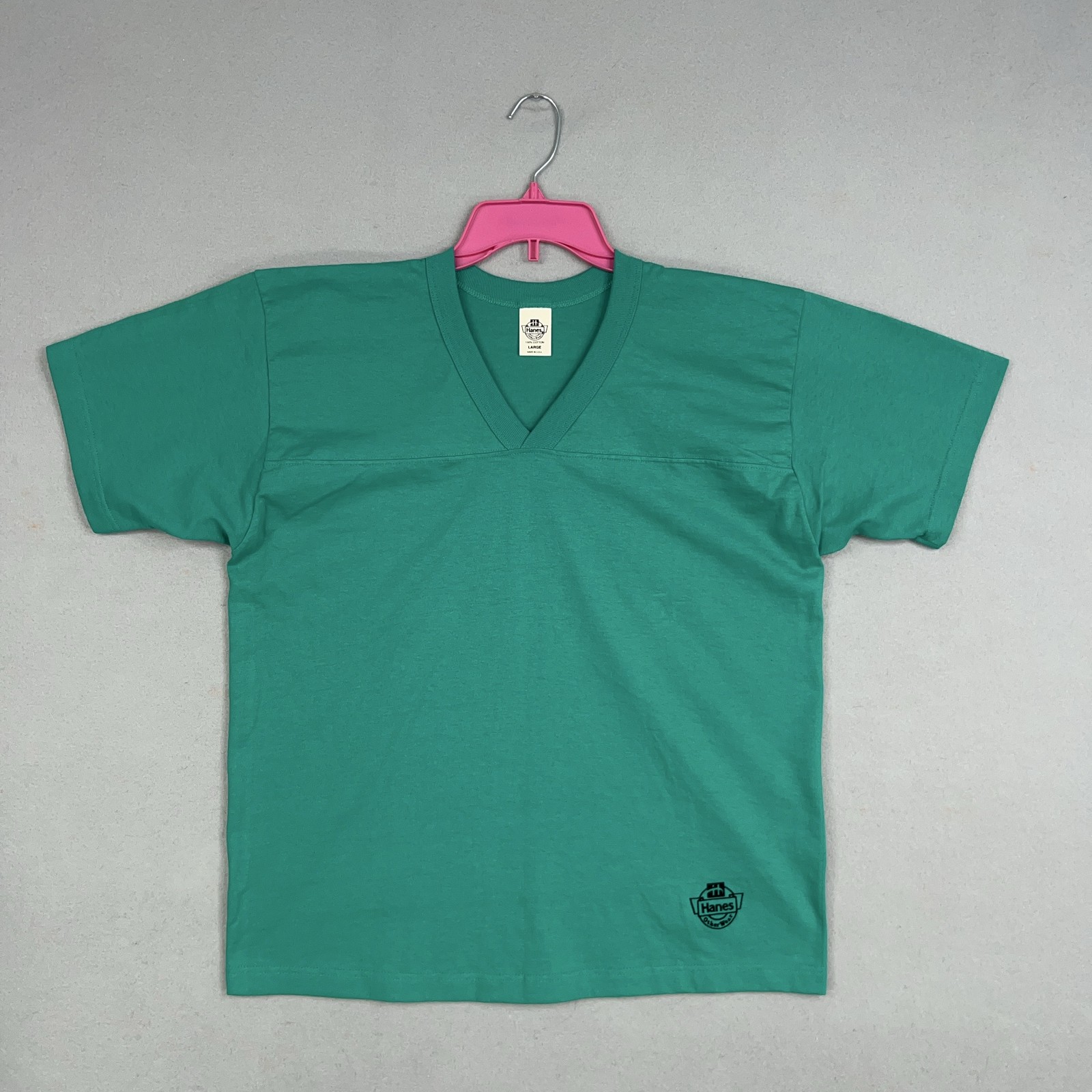 ALTRA Camicia Hanes vintage uomo grande verde scollo a V altri indumenti anni 90 sportiva made in USA