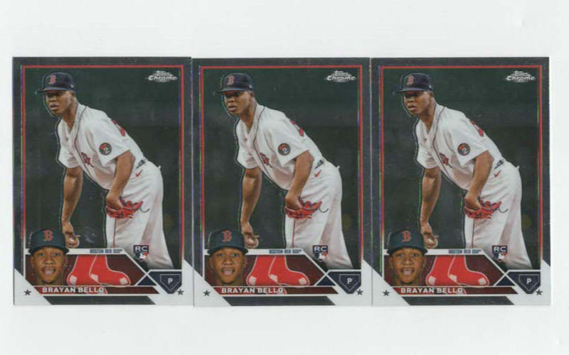 (3) Brayan Bello 2023 TOPPS CHROME ROOKIE CARD LOT #57 BOSTON RED SOX