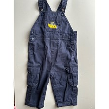 Carters Kids Baby bib Overalls Size 12 Months Navy Blue Cargo Boat Applique