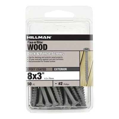 Hillman 40934 Hardened Steel Phillips Galvanized Deck Screw #8 x 3 in.