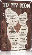 To My Mom Sign Gift From Daughter Tin Wall Decor Mothers Day