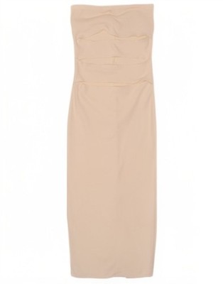 Zara Damen Trägerloses Kleid UK 14 Medium Weiß Viskose DB09