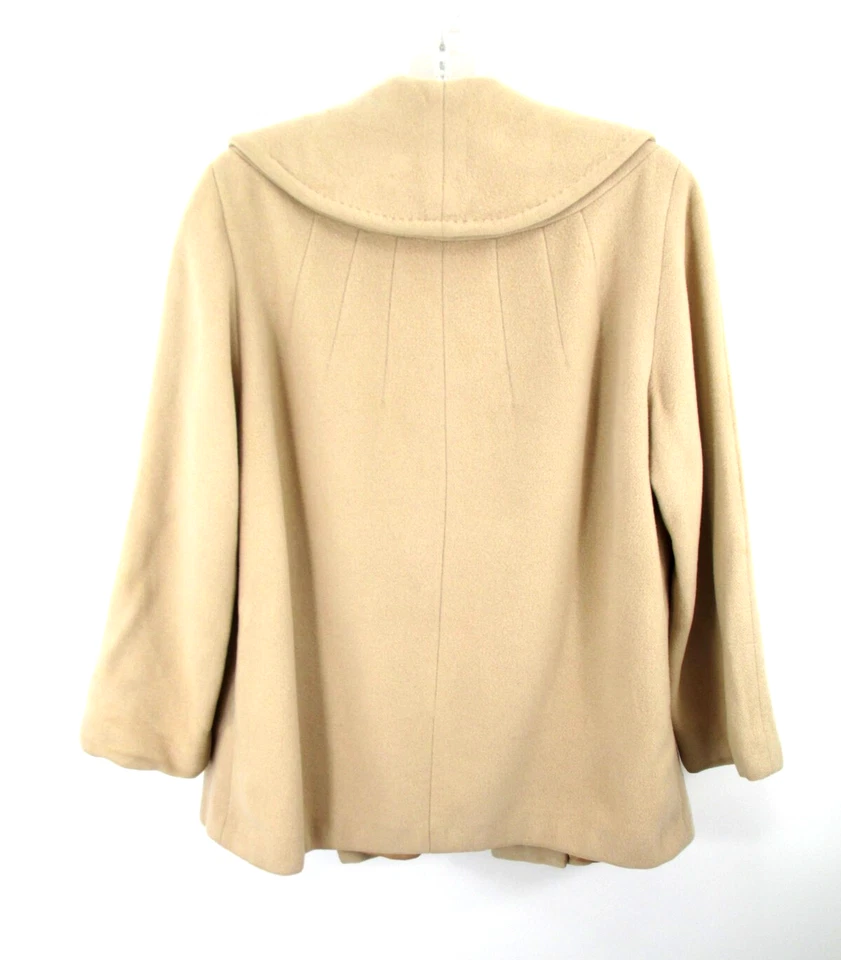 Abrigo corto vintage años 60 100 % cachemir mujer L 38" pecho beige claro bolsillos Foto 4 de 4
