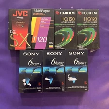 Lot Of 7 Fujifilm JVC Sony Gemini Blank VHS Video Tapes 6hrs T-120 SEALED New