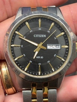 1502 S097843 GN 4 S CITIZEN 41mm black Stainless Steel DAY DATE Mens Watch WORKS