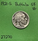 1921-S Buffalo 🦬 Indian Head Nickel 5c Vg Very Good