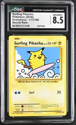 Pokémon TCG 2016 XY Evolutions Surfing Pikachu 111/108 | CGC 8.5