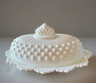 Vtg FENTON White Milk Glass Hobnail Covered Butter Dish COTTAGECORE ✨ Ex Cond