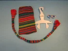 VINTAGE 1963 BARBIE DOLL STRIPED KNIT SKIRT WITH BELT AND GLITTER SUNGLASSES