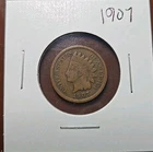 Antique 1907 Indian Head Penny Cent American Copper Coin Headress Indian