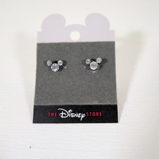 Official Disney Store Mickey Mouse Icon Crystal Stud Earrings - Silver-Tone