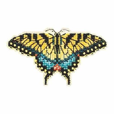 Yellow Swallowtail Butterfly Beaded Cross Stitch Kit Mill Hill Spring Bouquet