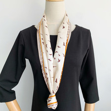 100 Silk Mulberry 150X16cm Scarf Women Neckerchief Wrap White bird Print new