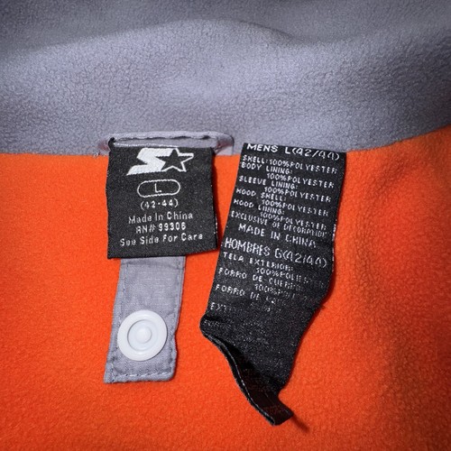 Starter Fleece Lined Windbreaker Gray Orange Mens Large 42-44 - Picture 3 of 12
