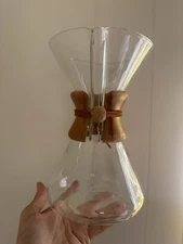 Vintage Chemex Pyrex Green Stamp Glass Pourover Coffee Maker 9.5"