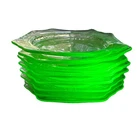 8 Depression Cameo Glass Plates, 6" dessert / Bread And Butter Pats Uranium