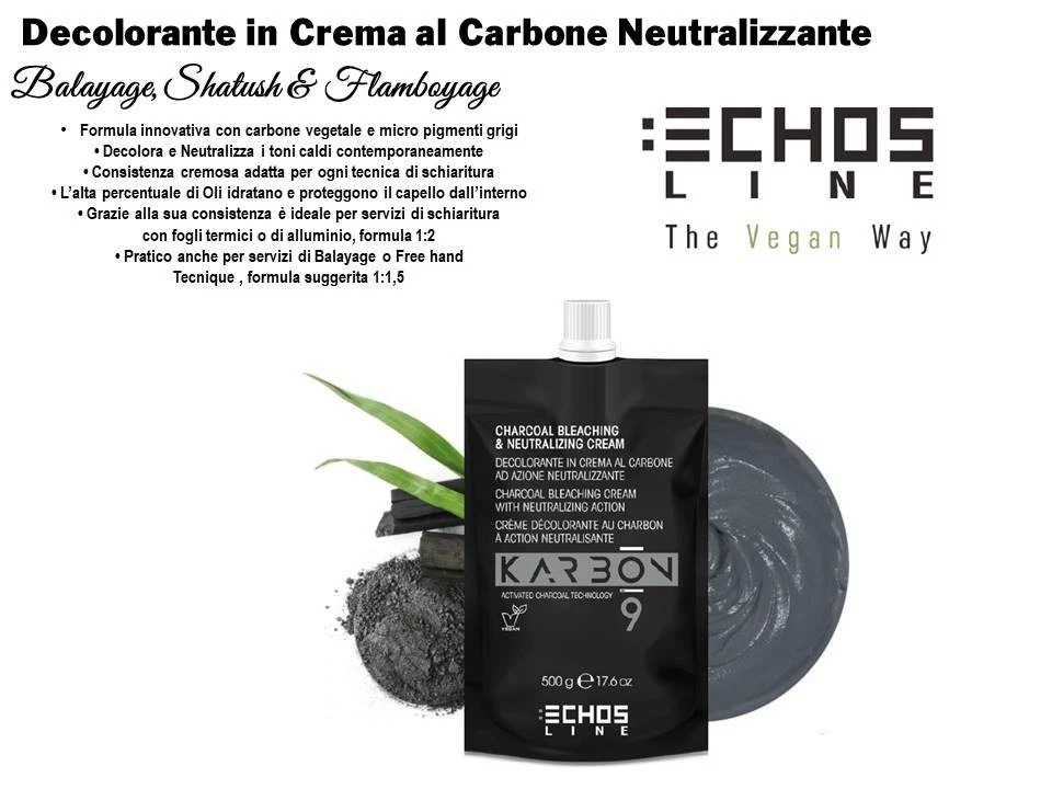 ECHOSLINE KARBON 9 DECOLORANTE IN CREMA AL CARBONE 500ML.
