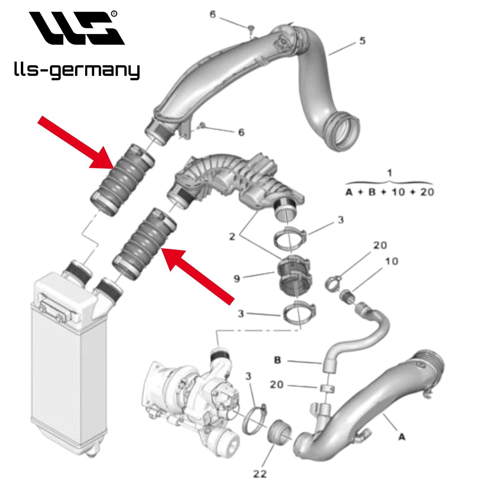 2X Turbo Hose Charge Air Hose For PEUGEOT 207 208 3008 308 5008 1.6 1440N5