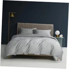  Waterproof Duvet Protector Cover Queen Cotton Breathable California King Gray