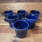 Fiesta Ware Cobalt Blue Coffee-Tea O-Ring Handle Mugs 10 Oz, Set Of 6