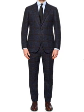 STILE LATINO Handmade Blue Windsor Plaid Flannel Alpaca-Cotton Suit Fausto