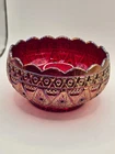 Vintage Imperial Ruby Red Iridecent Carnival Glass Diamond Lace Bowl 7"