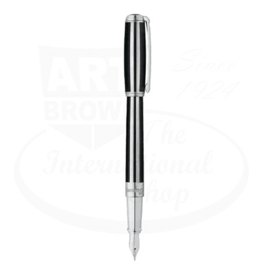 S.T. Dupont Elysee Matte Black & Palladium Striped Fountain Pen, 410683