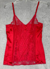 Vintage Vanity Fair Red Lace Trim Camisole Adjustable Strap Size 34 Lingerie Top
